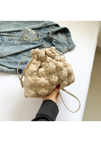 Pileli Bulutlar Çanta Kadın Çanta Linger Ipli Kova Çanta Naylon Küçük Nimet Çanta Hafif Omuz Crossbody Çanta (Yurt Dışından)