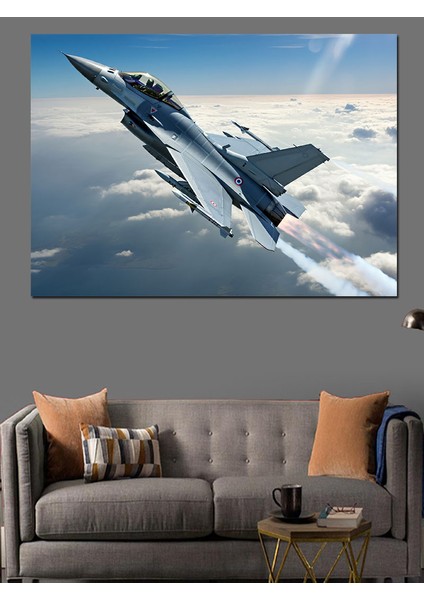 Gökyüzünde Jet Uçağı Dekoratif Kanvas - Mdf Ahşap Tablo fiyatları