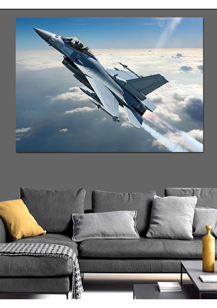 Gökyüzünde Jet Uçağı Dekoratif Kanvas - Mdf Ahşap Tablo fırsatları