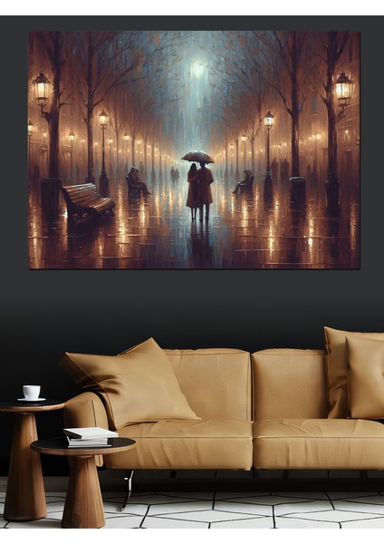 Yağmurda Yürüyen Insanlar Dekoratif Kanvas - Mdf Ahşap Tablo modelleri