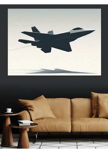 Gölge Jet Uçağı Dekoratif Kanvas - Mdf Ahşap Tablo