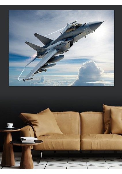 Jet Uçağı Gökyüzünde Dekoratif Kanvas - Mdf Ahşap Tablo modelleri