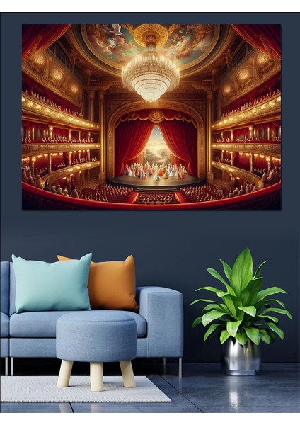 Opera Salonu Dekoratif Kanvas - Mdf Ahşap Tablo