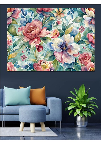 Renkli Çiçekler Dekoratif Kanvas - Mdf Ahşap Tablo fiyatları