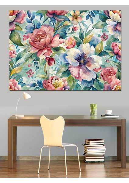 Renkli Çiçekler Dekoratif Kanvas - Mdf Ahşap Tablo fırsatları