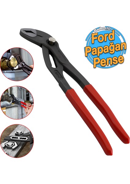 Fort Ayarlı Düğmeli Papağan Pense 25 cm 10 Inç 250 mm Çok Amaçlı Pense Sıkma Sökme El Aleti