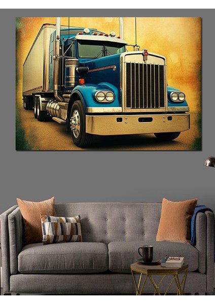 Mavi Tır Tasarımı Dekoratif Kanvas - Mdf Ahşap Tablo