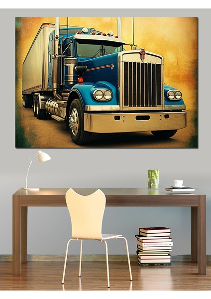 Mavi Tır Tasarımı Dekoratif Kanvas - Mdf Ahşap Tablo fiyatları