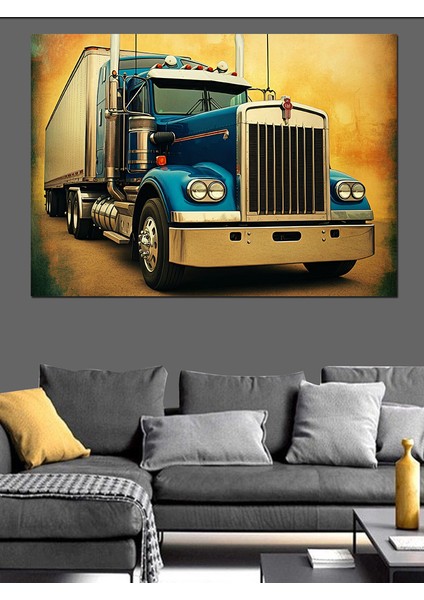 Mavi Tır Tasarımı Dekoratif Kanvas - Mdf Ahşap Tablo modelleri