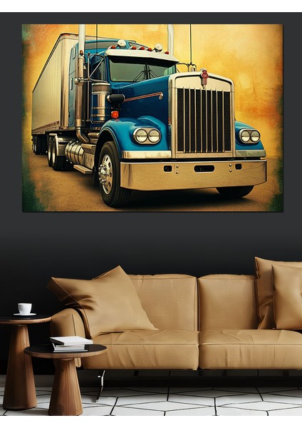 Mavi Tır Tasarımı Dekoratif Kanvas - Mdf Ahşap Tablo fırsatları