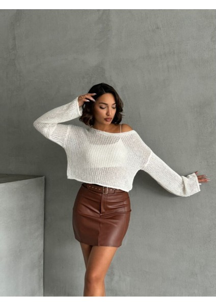 Kadın Deri Mini Etek Kemer Tokalı modelleri