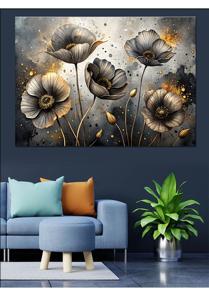 Beyaz Gelincik Çiçekleri Dekoratif Kanvas - Mdf Ahşap Tablo fırsatları