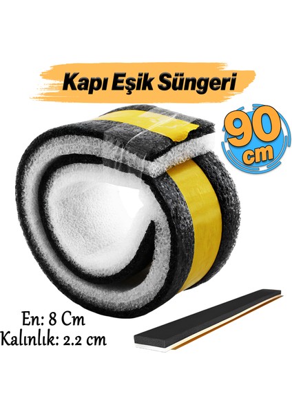 Yapışkanlı Kapı Altı Eşik Süngeri Ince Köpük Soğuk Izolasyon Bandı Fitili 90 cm Toz Böcek Engelleme
