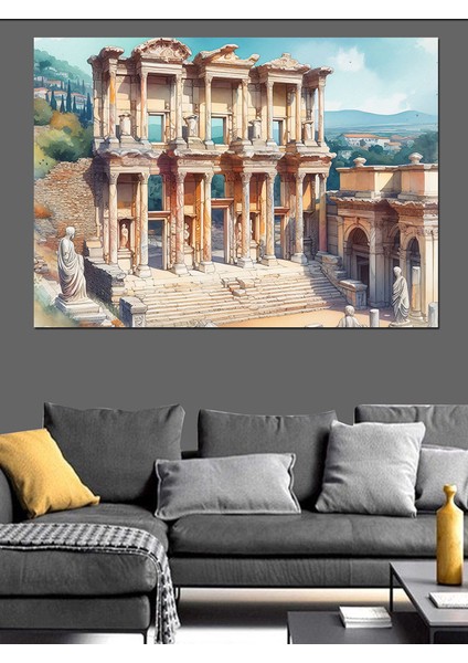 Efes Celsus Kütüphanesi Dekoratif Kanvas - Mdf Ahşap Tablo modelleri