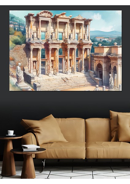 Efes Celsus Kütüphanesi Dekoratif Kanvas - Mdf Ahşap Tablo fırsatları