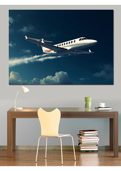 Küçük Jet Uçağı Dekoratif Kanvas - Mdf Ahşap Tablo