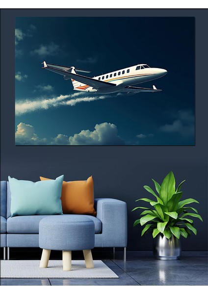 Küçük Jet Uçağı Dekoratif Kanvas - Mdf Ahşap Tablo fırsatları