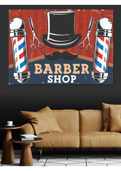 Berber Dükkanı Temalı Dekoratif Kanvas - Mdf Ahşap Tablo fırsatları