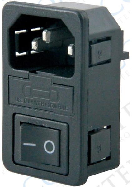 C14 Power Soket Erkek Anahtarlı+Fuseli Kulaksız Ul (IC-214A-S) (4172)