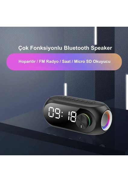 LED Işıklı Dijital Saat Bluetooth Rgb Şarjlı Hoparlör Mp3 Fm Çok Fonksiyonlu Speaker indirimleri