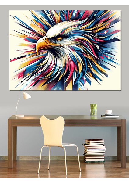 Renk Patlamalı Kartal Başı Dekoratif Kanvas - Mdf Ahşap Tablo modelleri
