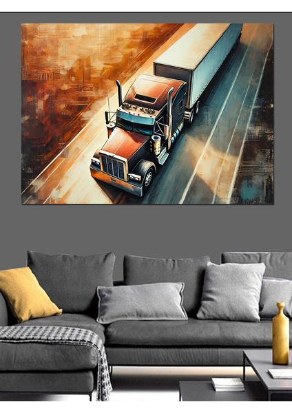 Uzun Yolda Tır Dekoratif Kanvas - Mdf Ahşap Tablo