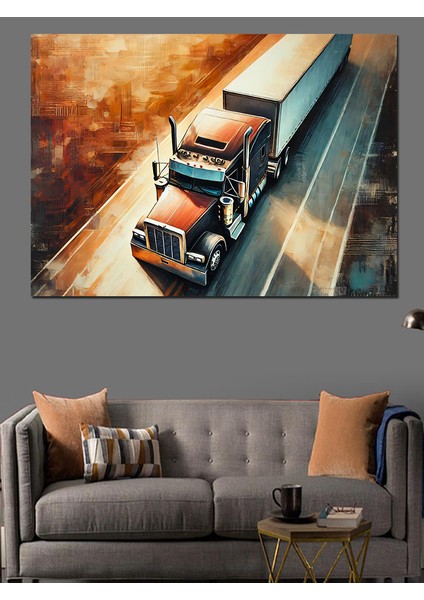 Uzun Yolda Tır Dekoratif Kanvas - Mdf Ahşap Tablo fırsatları