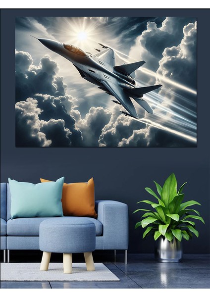 Bulutlardaki Jet Dekoratif Kanvas - Mdf Ahşap Tablo modelleri