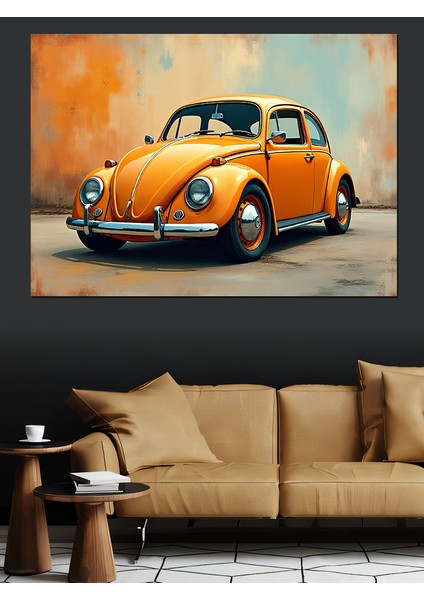 Sarı Vosvos Araba Dekoratif Kanvas - Mdf Ahşap Tablo fiyatları