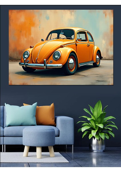 Sarı Vosvos Araba Dekoratif Kanvas - Mdf Ahşap Tablo modelleri