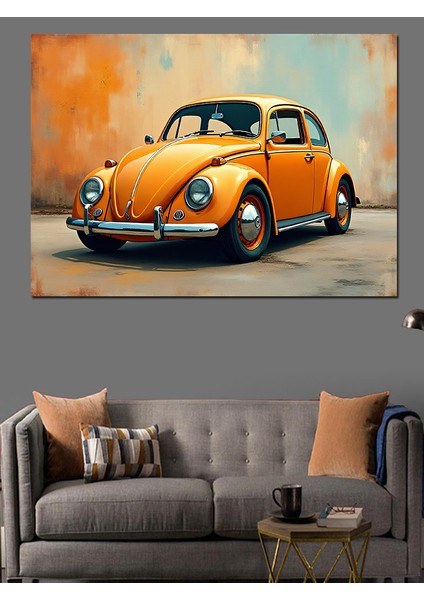 Sarı Vosvos Araba Dekoratif Kanvas - Mdf Ahşap Tablo fırsatları