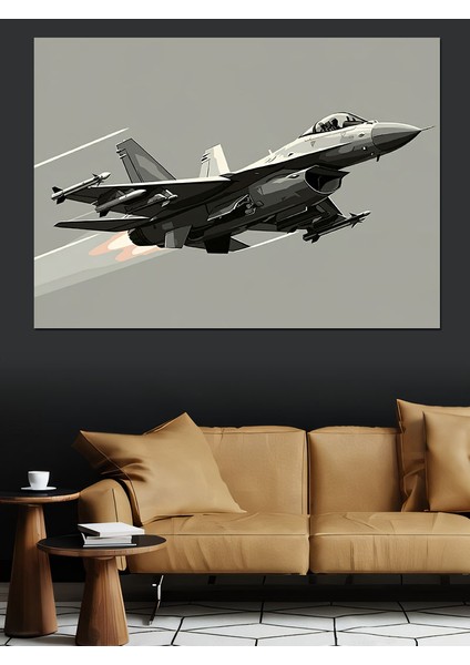 Askeri Jet Uçağı Dekoratif Kanvas - Mdf Ahşap Tablo fırsatları
