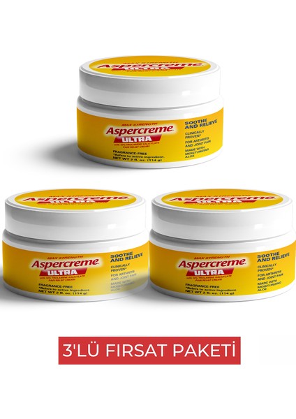 Aspercreme Ultra (Eklemi, Vücut) Ağrılar Için Bitkisel Krem 3 Adet