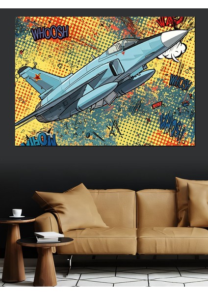 Soyut Jet Uçağı Dekoratif Kanvas - Mdf Ahşap Tablo