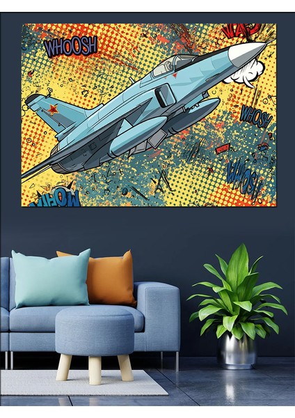 Soyut Jet Uçağı Dekoratif Kanvas - Mdf Ahşap Tablo fiyatları