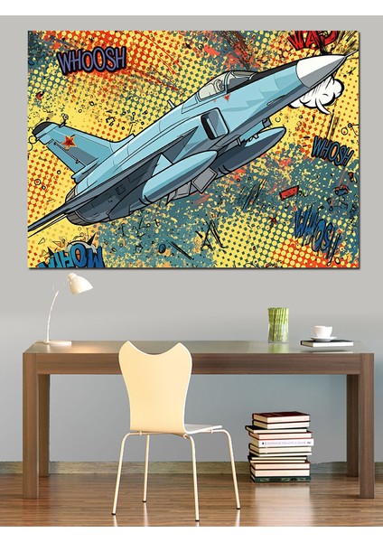 Soyut Jet Uçağı Dekoratif Kanvas - Mdf Ahşap Tablo fırsatları