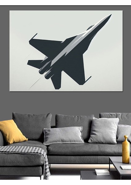 Gölge Jet Uçağı Dekoratif Kanvas - Mdf Ahşap Tablo fırsatları
