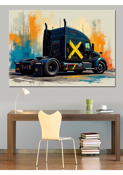 Sanatsal Siyah Tır Dekoratif Kanvas - Mdf Ahşap Tablo