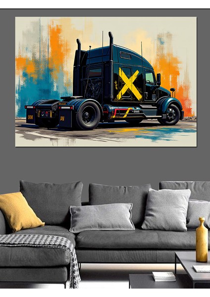 Sanatsal Siyah Tır Dekoratif Kanvas - Mdf Ahşap Tablo fiyatları