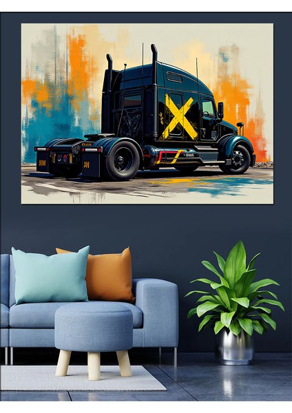 Sanatsal Siyah Tır Dekoratif Kanvas - Mdf Ahşap Tablo fırsatları