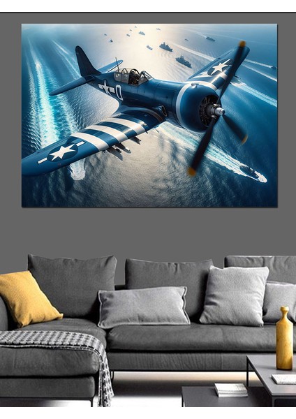 Jet Savaş Uçağı Dekoratif Kanvas - Mdf Ahşap Tablo