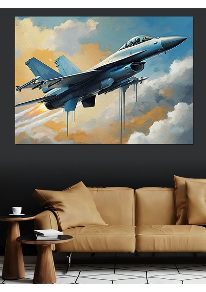 F-18 Savaş Uçağı Dekoratif Kanvas - Mdf Ahşap Tablo fiyatları