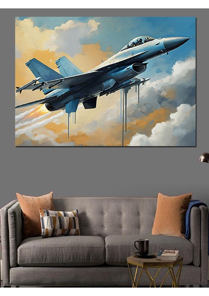 F-18 Savaş Uçağı Dekoratif Kanvas - Mdf Ahşap Tablo fırsatları