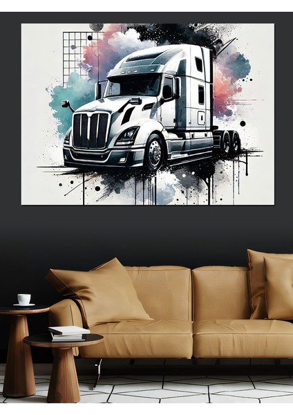 Siyah Beyaz Tır Dekoratif Kanvas - Mdf Ahşap Tablo fiyatları