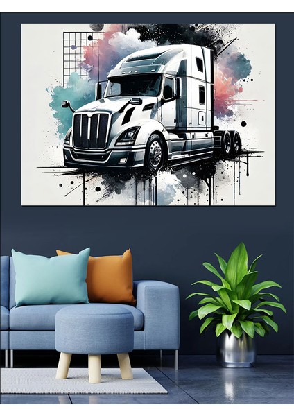 Siyah Beyaz Tır Dekoratif Kanvas - Mdf Ahşap Tablo modelleri
