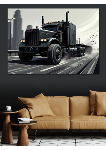 Siyah Tır Dekoratif Kanvas - Mdf Ahşap Tablo fiyatları