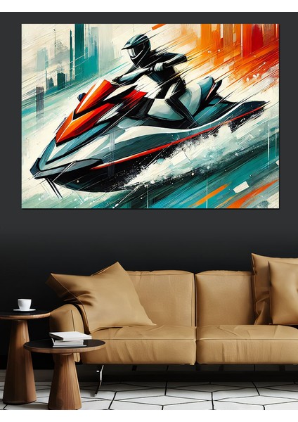 Jet Ski Aksiyonu Dekoratif Kanvas - Mdf Ahşap Tablo