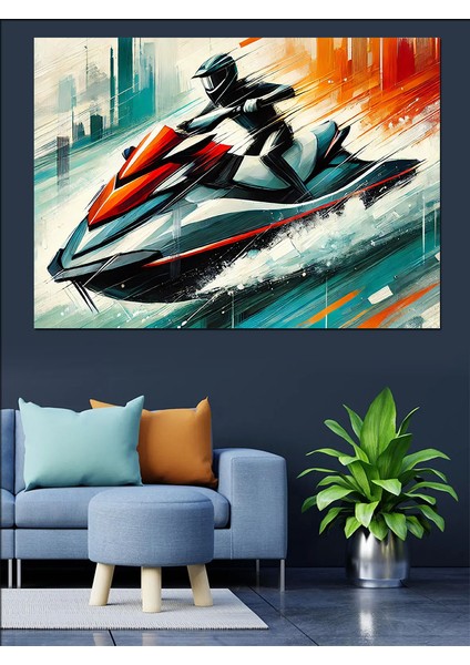 Jet Ski Aksiyonu Dekoratif Kanvas - Mdf Ahşap Tablo fiyatları