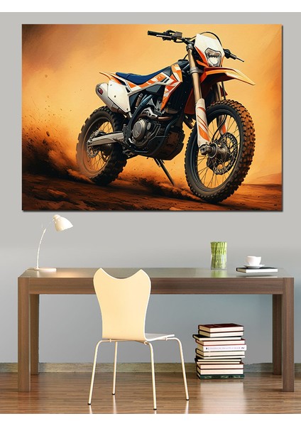 Çöl Motosikleti Dekoratif Kanvas - Mdf Ahşap Tablo fırsatları