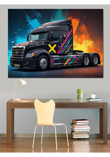 Grafitili Siyah Tır Dekoratif Kanvas - Mdf Ahşap Tablo modelleri